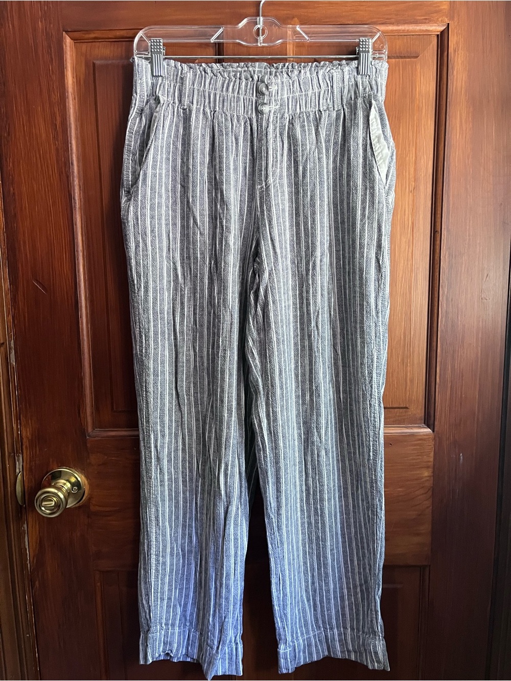 Briggs New York Gray Pinstripe Elastic-Waist Chinos